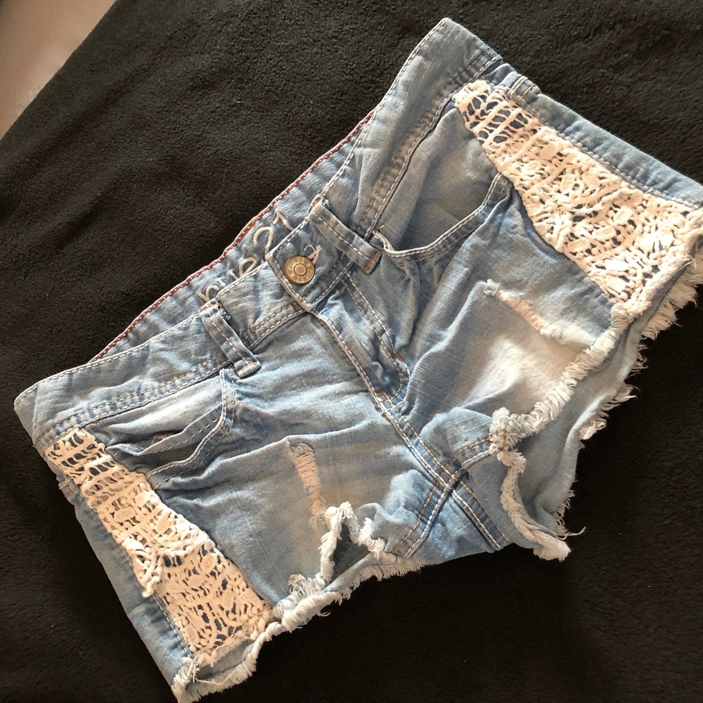 Rue21 Crocheted Light Blue Ripped Shorts